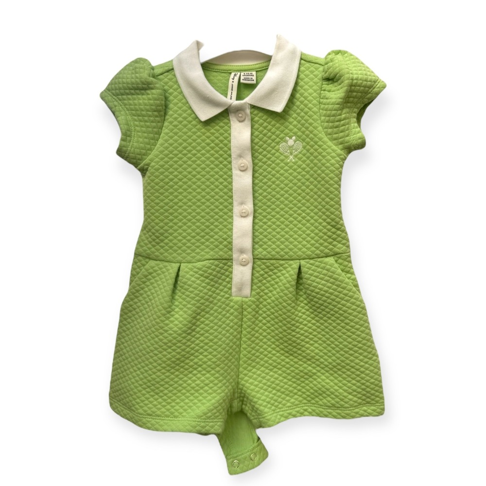 Janie and Jack Green Quilted Tennis Dress Romper 6-12 Months